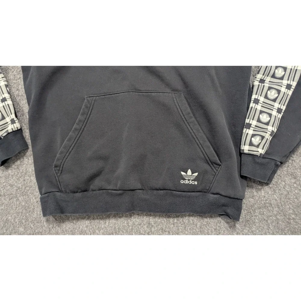 Adidas Originals Hoodie Men Large Black Big Random Trefoil Logo Retro Athleisure